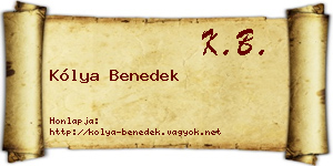 Kólya Benedek névjegykártya